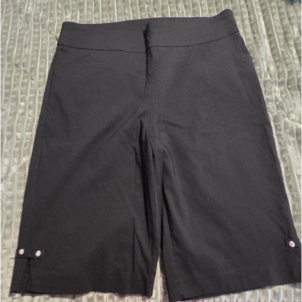 Coral Bay Bermuda Shorts Womens 12 Black Pull On Elastic Waist Golf Casual Knit